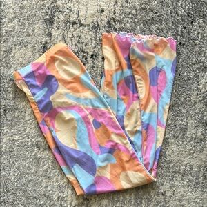 Colorful sheer Patterned bathing suit bottom cover up pants